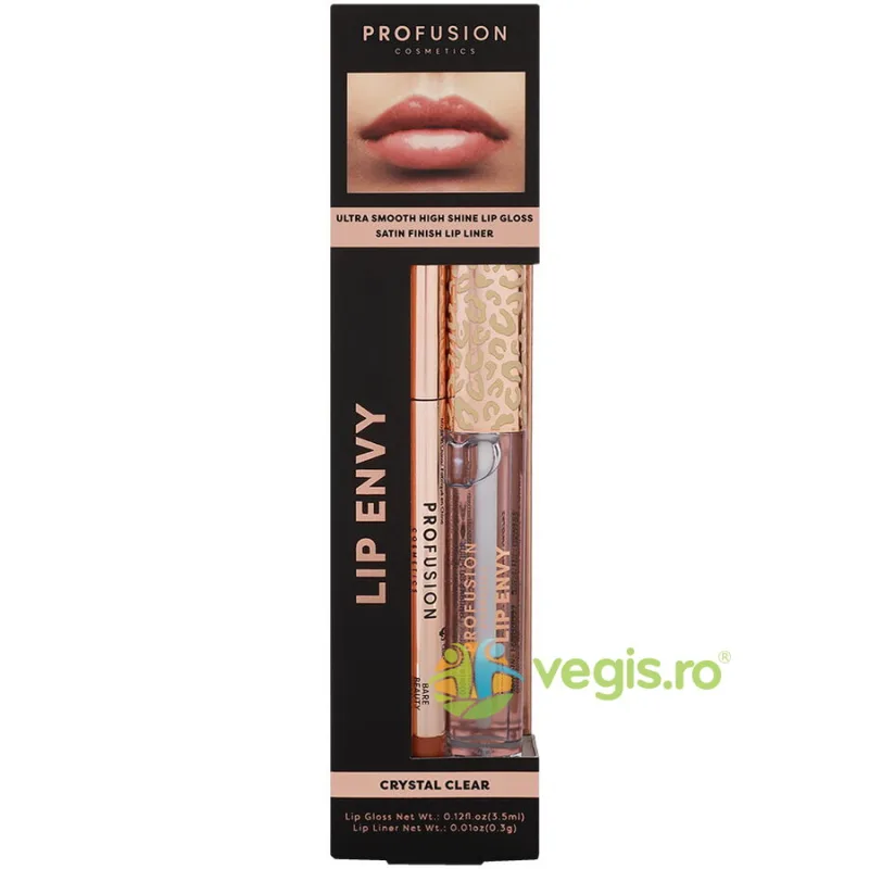 Set Lip Envy Crystal Clear: Luciu de Buze Ultra Neted si Lucios 3.5ml + Creion de Buze cu Finish Satinat 0.3g PROFUSION COSMETICS — preț și oferte