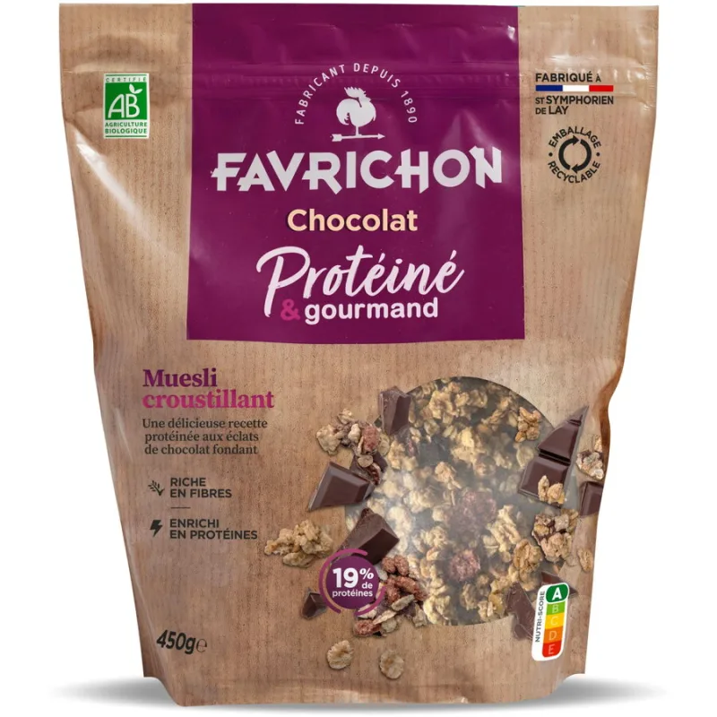 Musli Crocant cu 19% Proteine si Ciocolata Ecologic/Bio 450g FAVRICHON — preț și oferte