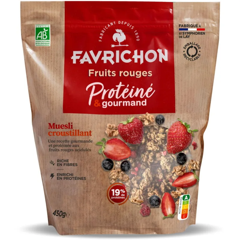Musli Crocant cu 19% Proteine si Fructe de Padure Ecologic/Bio 450g FAVRICHON — preț și oferte