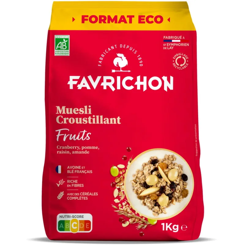 Musli Crocant cu Fructe Ecologic/Bio 1kg FAVRICHON — preț și oferte