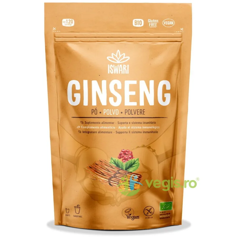 Ginseng Siberian sub Forma de Pulbere fara Gluten Ecologic/Bio 100g ISWARI — preț și oferte