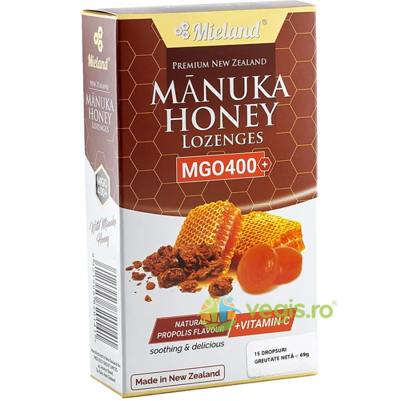 Dropsuri cu Miere de Manuka, Propolis si Vitamina C 69g AURIBEE — preț și oferte
