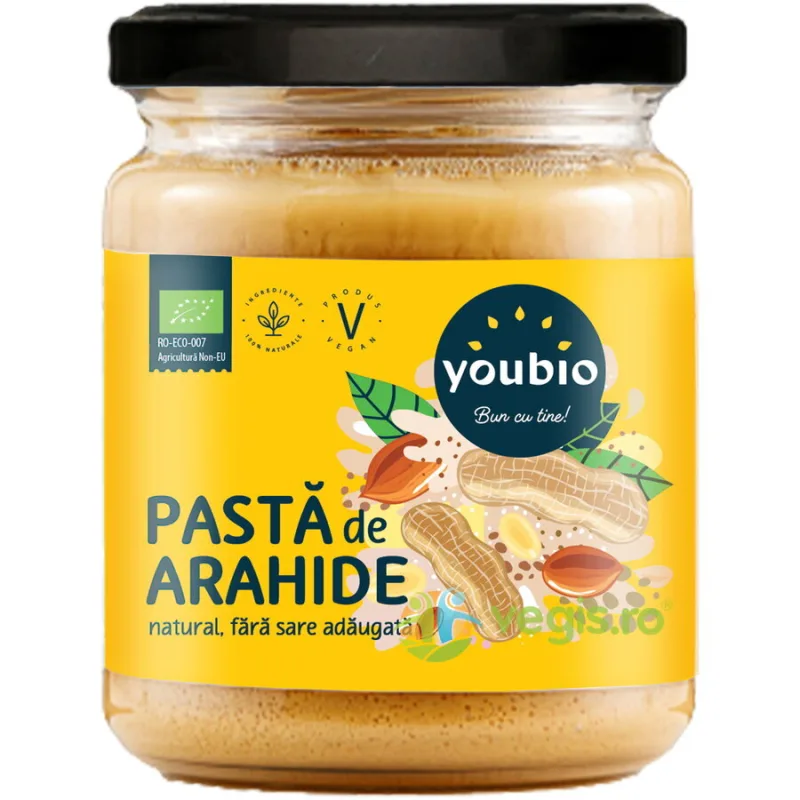 Pasta de Arahide fara Sare Adaugata Ecologica/Bio 500g YOUBIO — preț și oferte