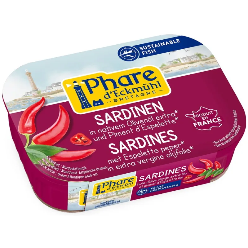 Sardine in Ulei de Masline Extravirgin cu Ardei Espelette 135g PHARE — preț și oferte
