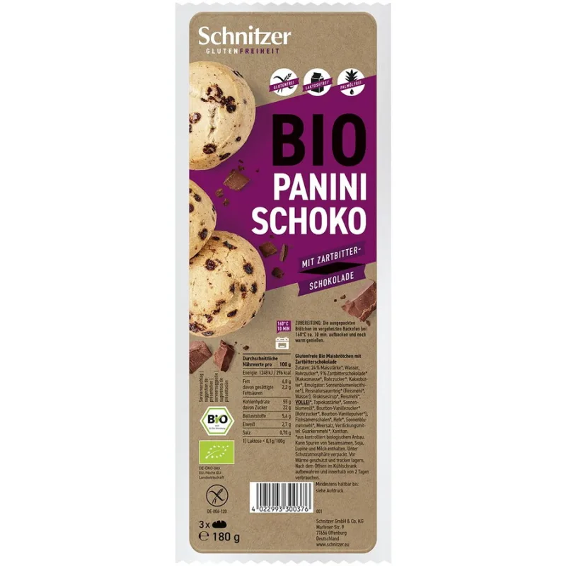 Chifle Panini cu Ciocolata fara Gluten Ecologice/Bio 3buc SCHNITZER — preț și oferte