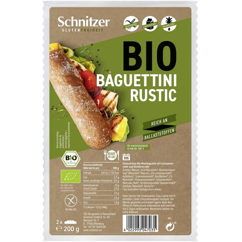 Mini Baghete (Baguettini) Rustice fara Gluten Ecologice/Bio 2buc SCHNITZER — preț și oferte