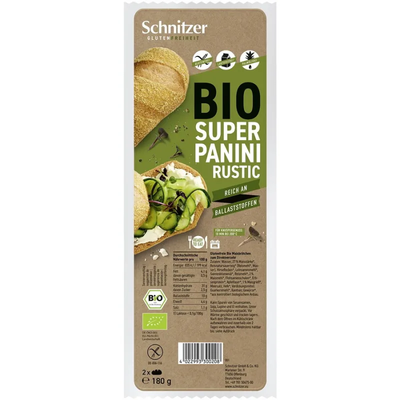 Super Panini Rustic fara Gluten Ecologica/Bio 180g SCHNITZER — preț și oferte