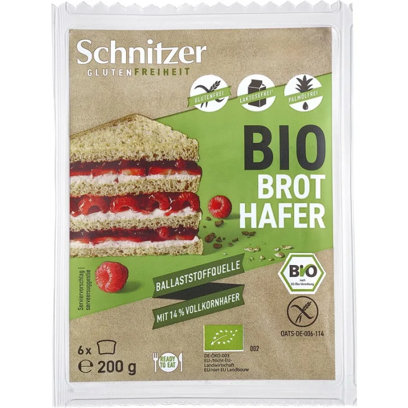 Paine din Faina Integrala de Ovaz si Fulgi de Ovaz fara Gluten Ecologica/Bio 200g SCHNITZER — preț și oferte