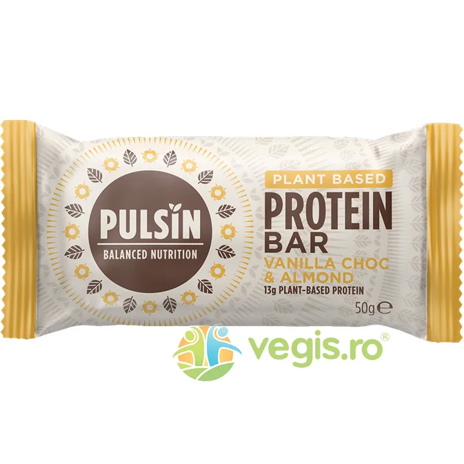 Baton Proteic cu Ciocolata, Vanilie si Migdale fara Gluten 50g PULSIN — preț și oferte