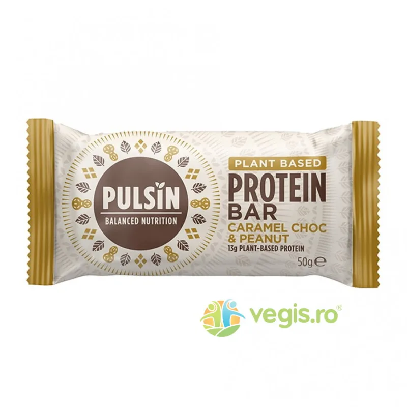 Baton Proteic cu Caramel, Ciocolata si Arahide fara Gluten 50g PULSIN — preț și oferte