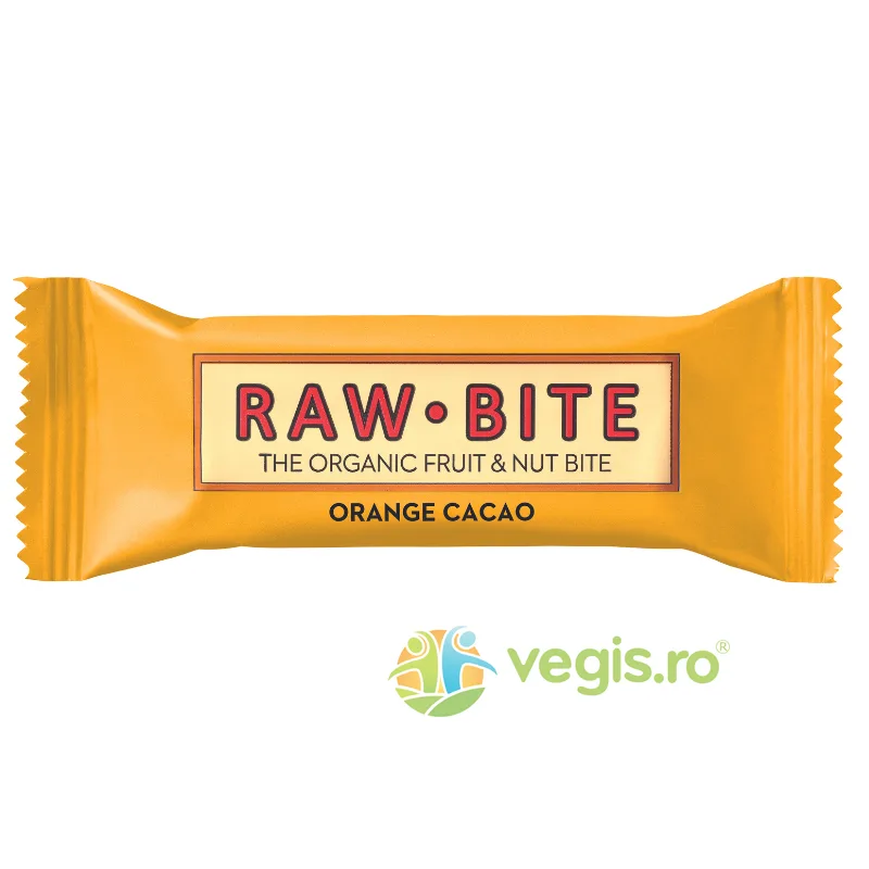 Baton Raw cu Portocale si Cacao fara Zahar Adaugat si fara Gluten Ecologic/Bio 50g RAW BITE — preț și oferte