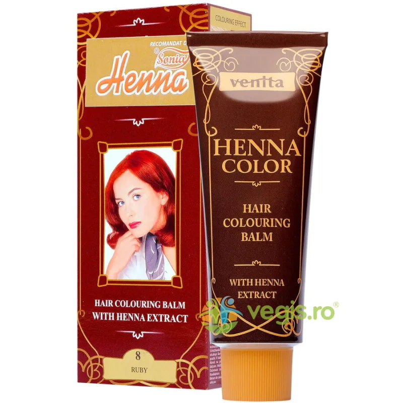 Balsam Colorant pentru Par Henna Sonia Nr.8 Rosu Rubiniu 75g KIAN COSMETICS — preț și oferte
