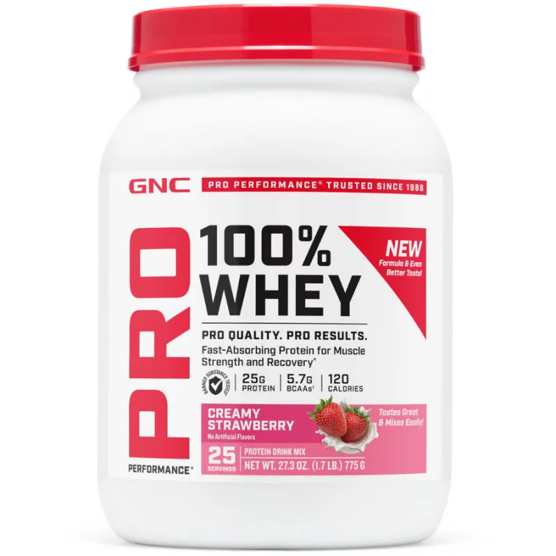 Proteina din Zer cu Aroma de Capsuni Testata Antidoping Pro Performance 775g GNC — preț și oferte