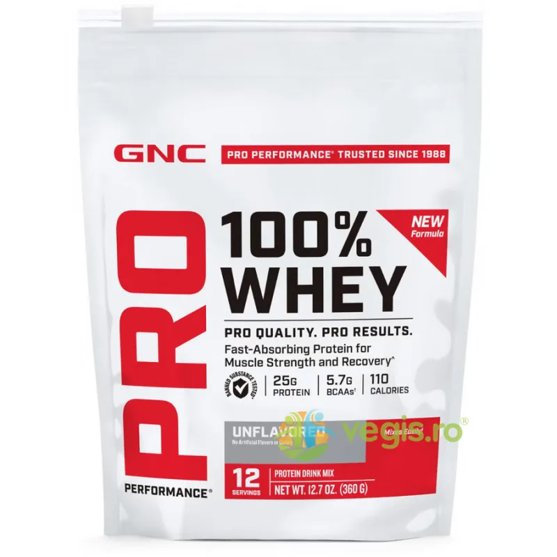 Proteina din Zer fara Aroma Testata Antidoping Pro Performance 360g GNC — preț și oferte