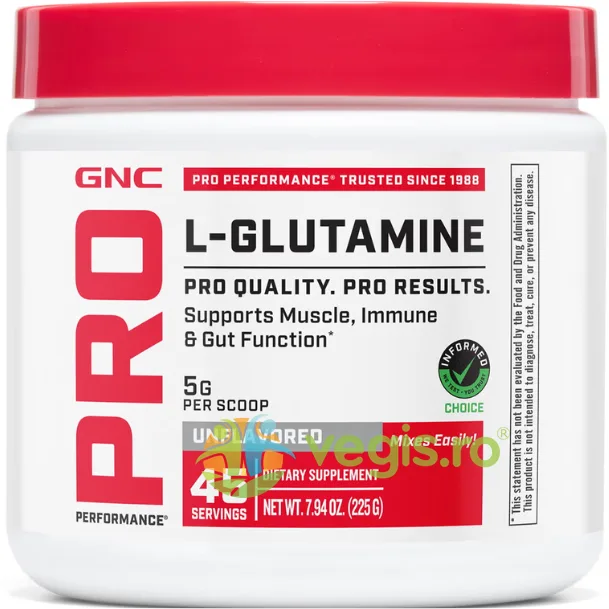 L-Glutamina 5000mg Pudra fara Aroma Pro Performance 225g GNC — preț și oferte
