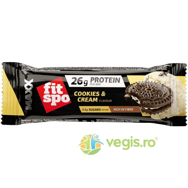 Baton Proteic Maxx 35% Proteina Cookies&Cream 75g FITSPO — preț și oferte
