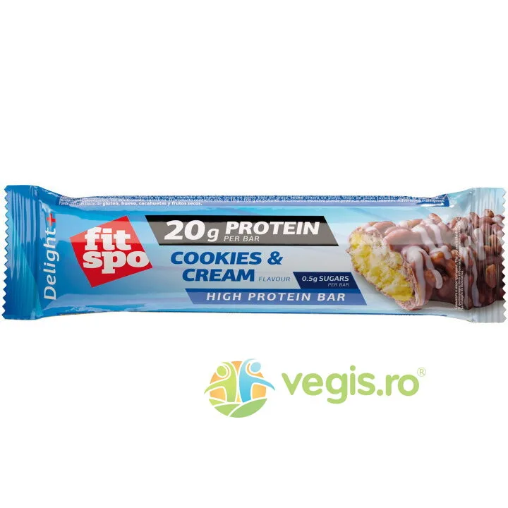 Baton Proteic Delight 31% Proteina Crunchy Cookies and Cream 60g FITSPO — preț și oferte
