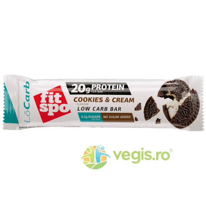 Baton Proteic LoCarb 35% Proteina Cookies&Cream 60g FITSPO — preț și oferte