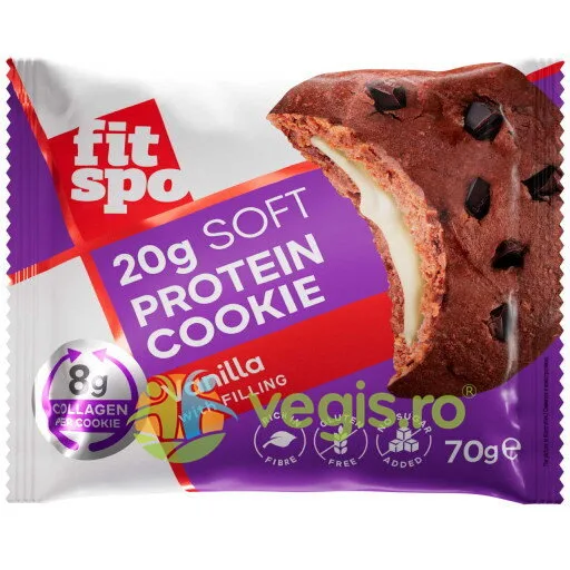 Prajitura (Cookie) cu 20% Proteina fara Gluten Aroma de Vanilie 70g FITSPO — preț și oferte