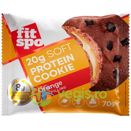 Prajitura (Cookie) cu 20% Proteina fara Gluten Aroma de Portocala 70g FITSPO — preț și oferte