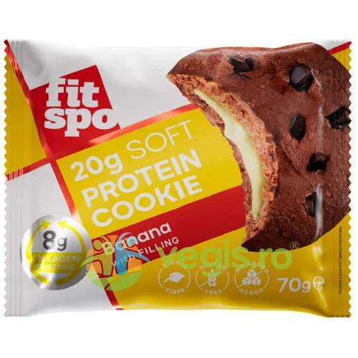 Prajitura (Cookie) cu 20% Proteina fara Gluten Aroma de Banana 70g FITSPO — preț și oferte