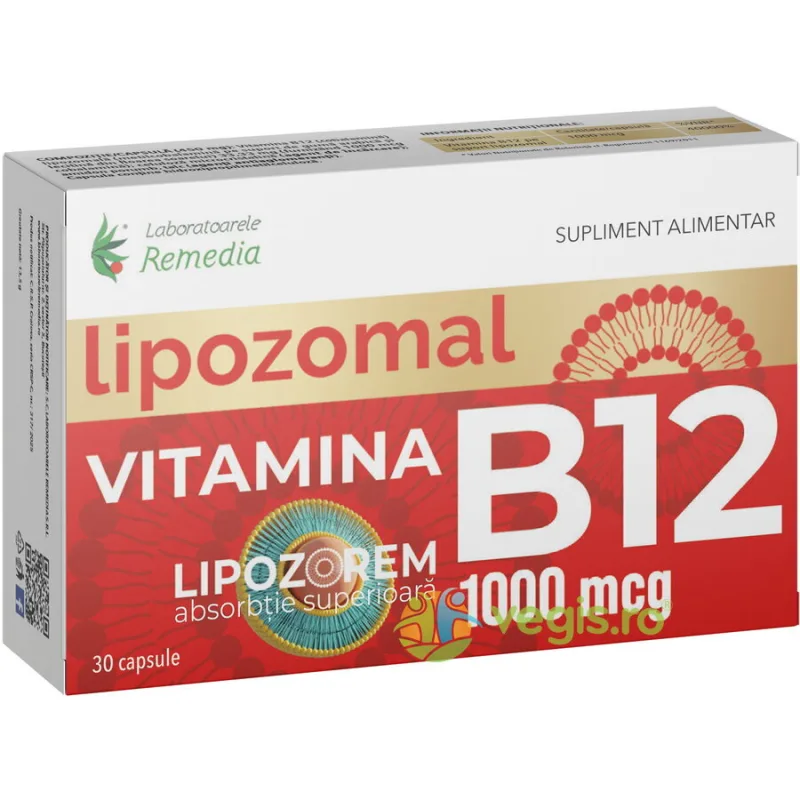 Vitamina B12 Lipozomala 1000mcg 30cps REMEDIA — preț și oferte