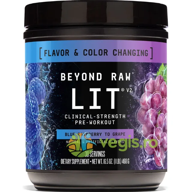 Pre-Workout cu Aroma de Zmeura Albastra si Strugure LIT V2 468g GNC — preț și oferte