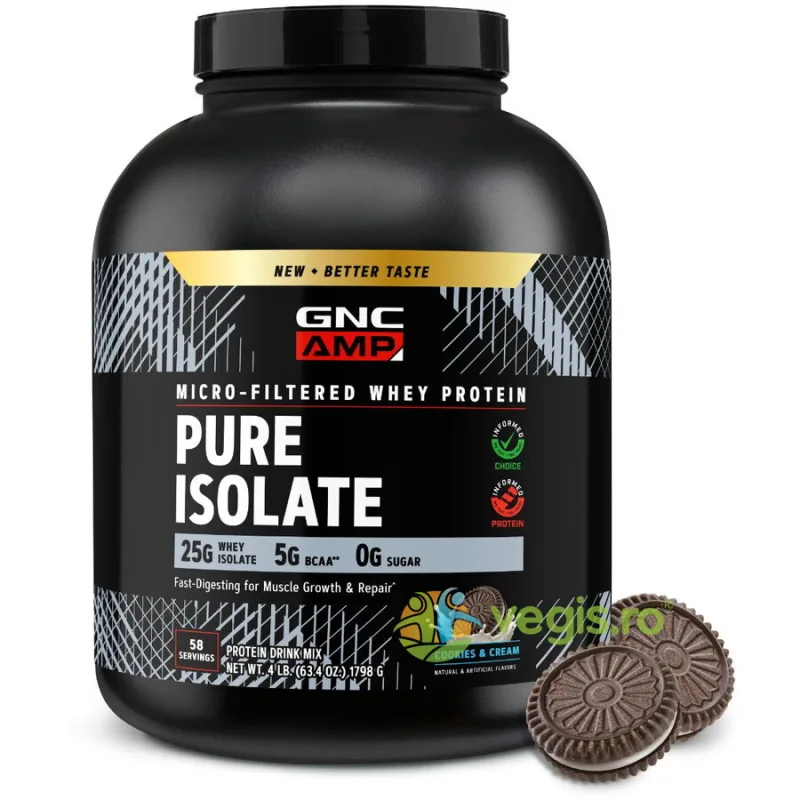 Proteina Izolata din Zer cu Aroma de Biscuiti cu Crema 1789g GNC — preț și oferte