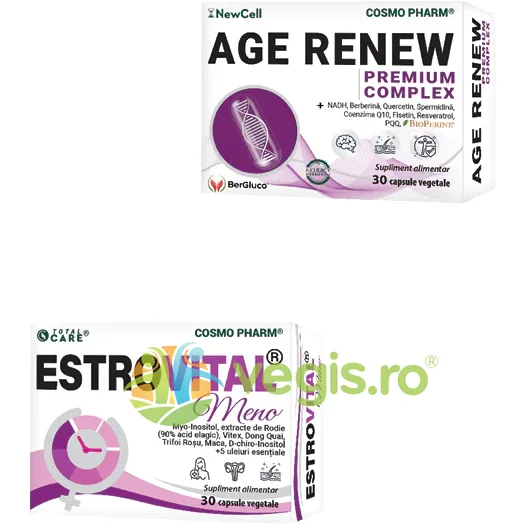 Pachet Estrovital Meno 30cps vegetale + Age Renew 30cps COSMO PHARM — preț și oferte