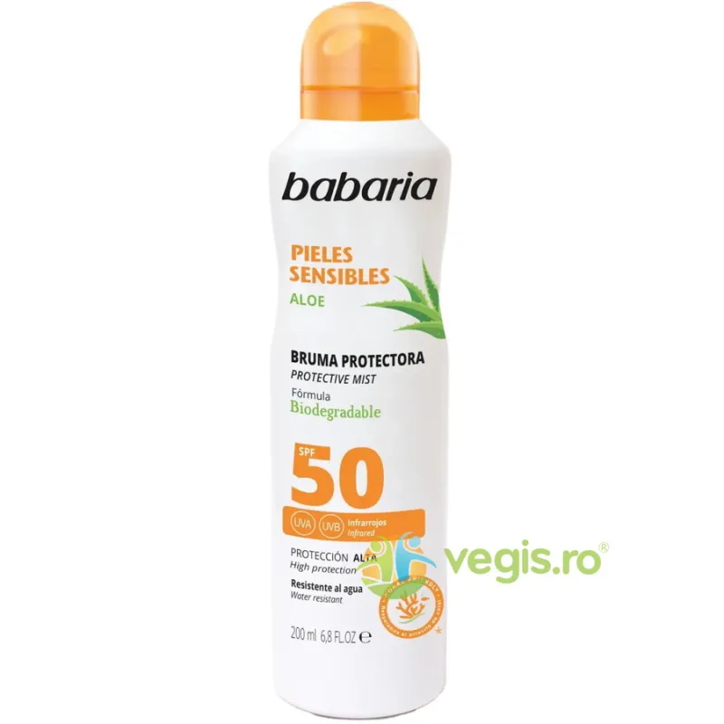 Spray cu Protectie Solara pentru Pielea Sensibila cu Aloe Vera SPF50 200ml BABARIA — preț și oferte