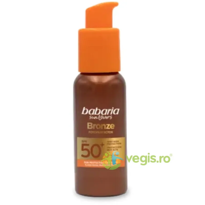 Fluid Protectie Solara Foarte Ridicata pentru Ten cu Nuantator Stralucitor SPF 50+ UVA si UVB Bronze Fotoprotector 40ml BABARIA — preț și oferte