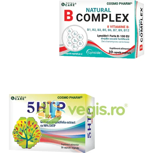 Pachet Natural B Complex 30cps vegetale + 5-HTP (Griffonia) 100mg 30cps COSMO PHARM — preț și oferte