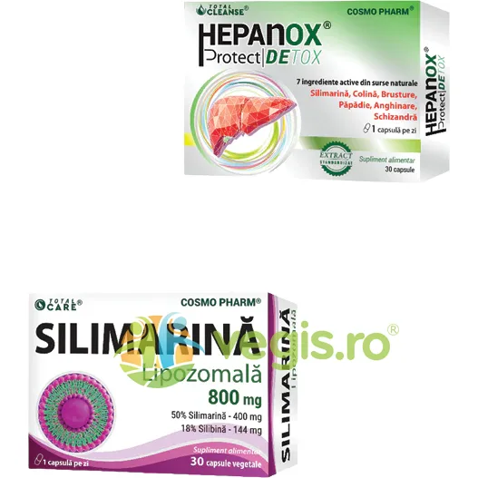 Pachet Silimarina Lipozomala 800mg 30cps + Hepanox Protect Detox 30cps COSMO PHARM — preț și oferte