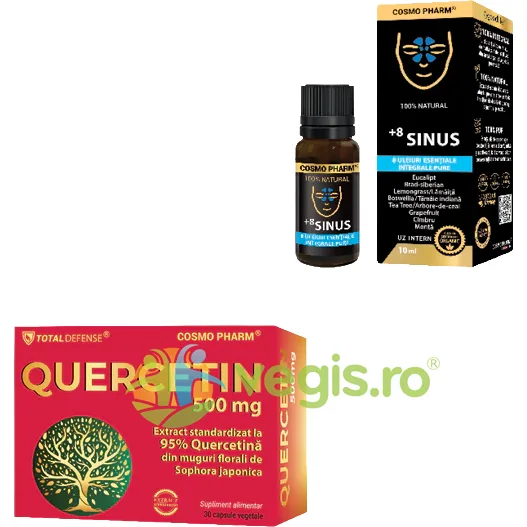 Pachet Quercetin 500mg 30cps + 8 Sinus (8 Uleiuri Esentiale Integrale Pure) 10ml COSMO PHARM — preț și oferte