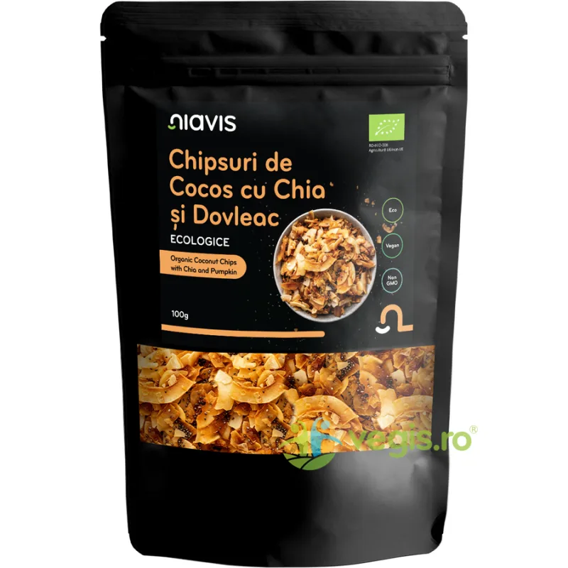 Chips-uri de Cocos cu Chia si Seminte de Dovleac Ecologice/Bio 100g NIAVIS — preț și oferte