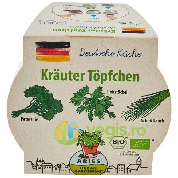 Ghiveci Biodegradabil cu Seminte pentru Semanat Mix de Ierburi Germane Bio 3buc ARIES — preț și oferte