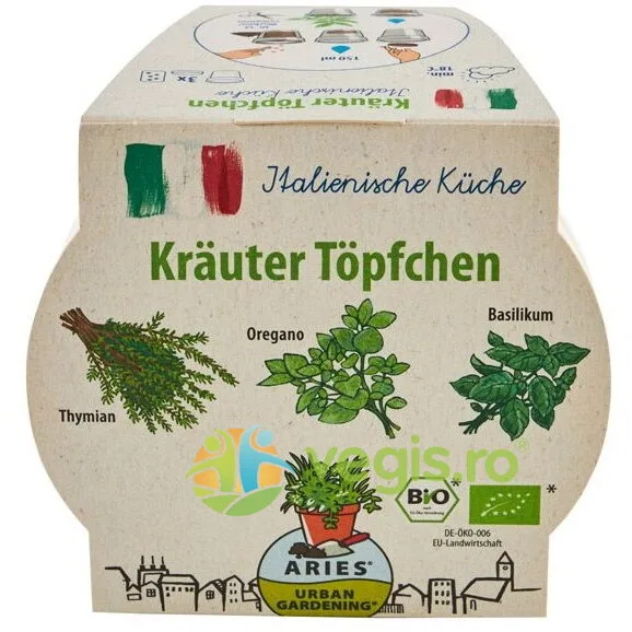 Ghiveci Biodegradabil cu Seminte pentru Semanat Mix de Ierburi Italiene Bio 3buc ARIES — preț și oferte