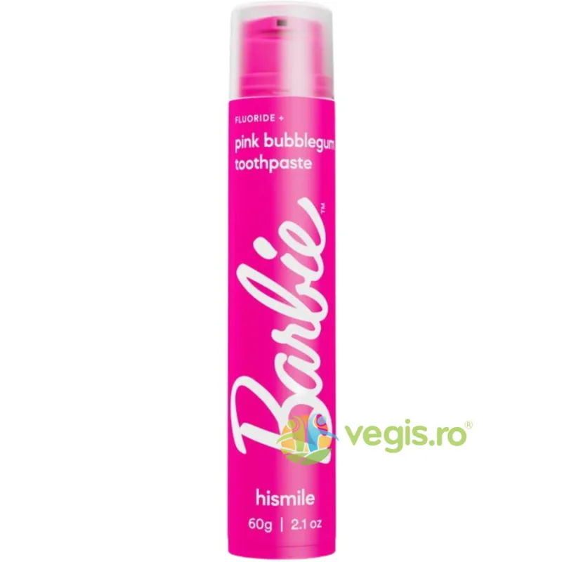 Pasta de Dinti cu Fluor si Aroma de Guma de Mestecat Barbie Pink Bubble Gum 60g HISMILE — preț și oferte