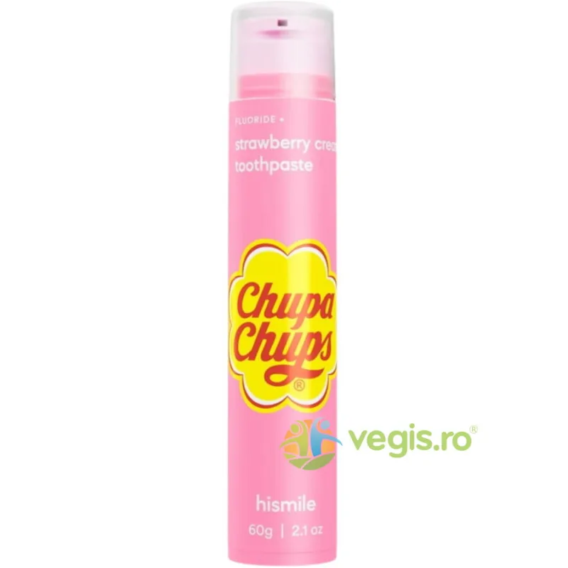 Pasta de Dinti cu Fluor si Aroma de Capsune si Frisca Chupa Chup Strawberry & Cream 60g HISMILE — preț și oferte