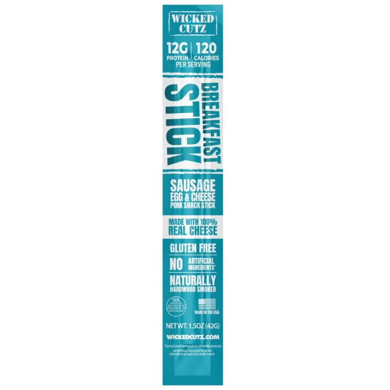 Baton cu Carnacior, Oua si Branza Sausage Egg&Cheese Stick 1buc (42g) WICKED CUTZ — preț și oferte