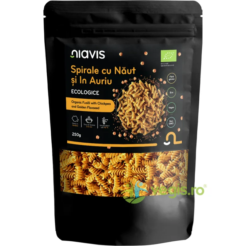Spirale cu Naut si In Auriu fara Gluten Ecologice/Bio 250g NIAVIS — preț și oferte