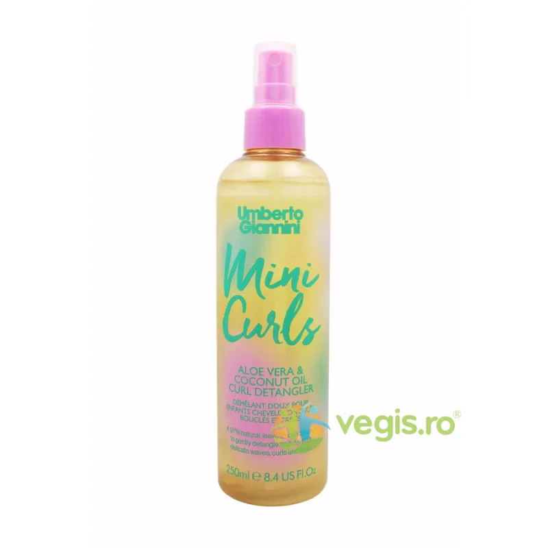 Spray Leave-In pentru Copii pentru Descurcarea Parului Ondulat, Cret sau foarte Cret cu Aloe Vera si Ulei de Cocos Mini Curls 250ml UMBERTO GIANNINI — preț și oferte