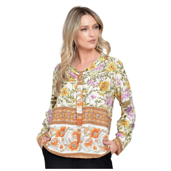 Bluza funda dama ERT23V236 alb floral/caramiziu, Eranthe | marimea L ERANTHE INFINITY — preț și oferte