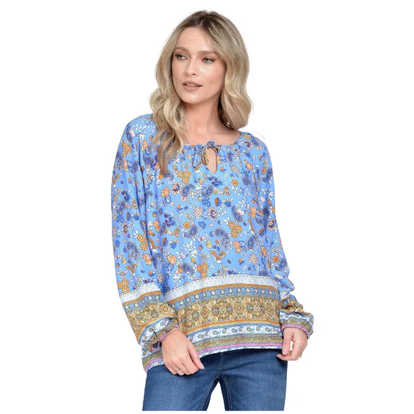 Bluza ie dama ERT23V242 albastru/galben imprimeu combinat, Eranthe | marimea L ERANTHE INFINITY — preț și oferte
