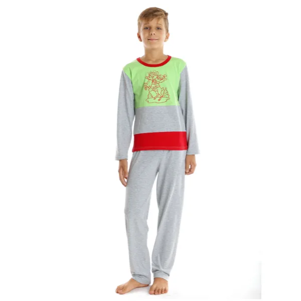 Pijama copii (baieti) AI2360 gri/vernil/rosu, Andana | marimea 40 (13/14 ani) ANDANA INFINITY — preț și oferte