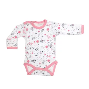 Body 4 capse maneca lunga RB07 alb/roz baby, Rombaby | 6/9 luni
