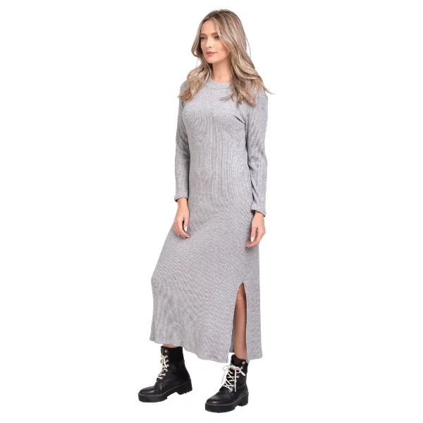 Rochie lunga tricot 22NI008 gri melange, Natalee | marimea L NATALEE INFINITY — preț și oferte