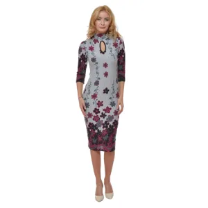 Rochie R2143 gri/ciclame/negru, Natalee | marimea S