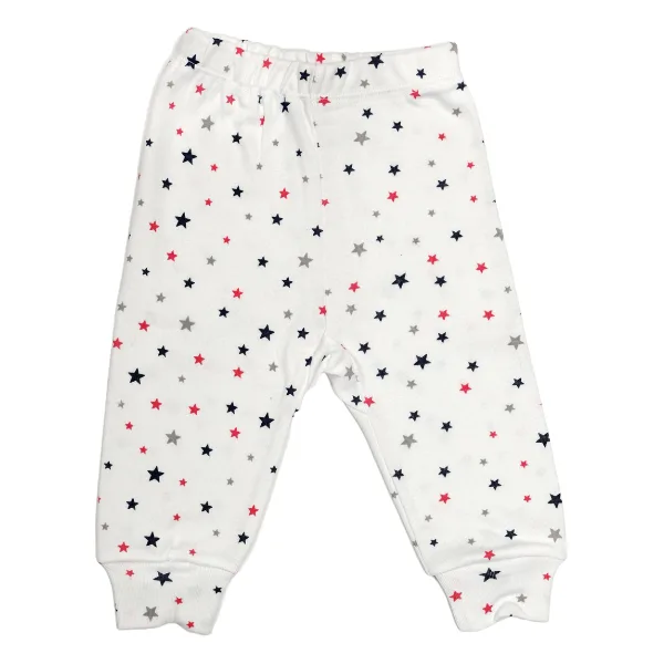 Pantaloni cu manseta RB08 alb/stelute colorate, Rombaby | 9/12 luni ROMBABY INFINITY — preț și oferte