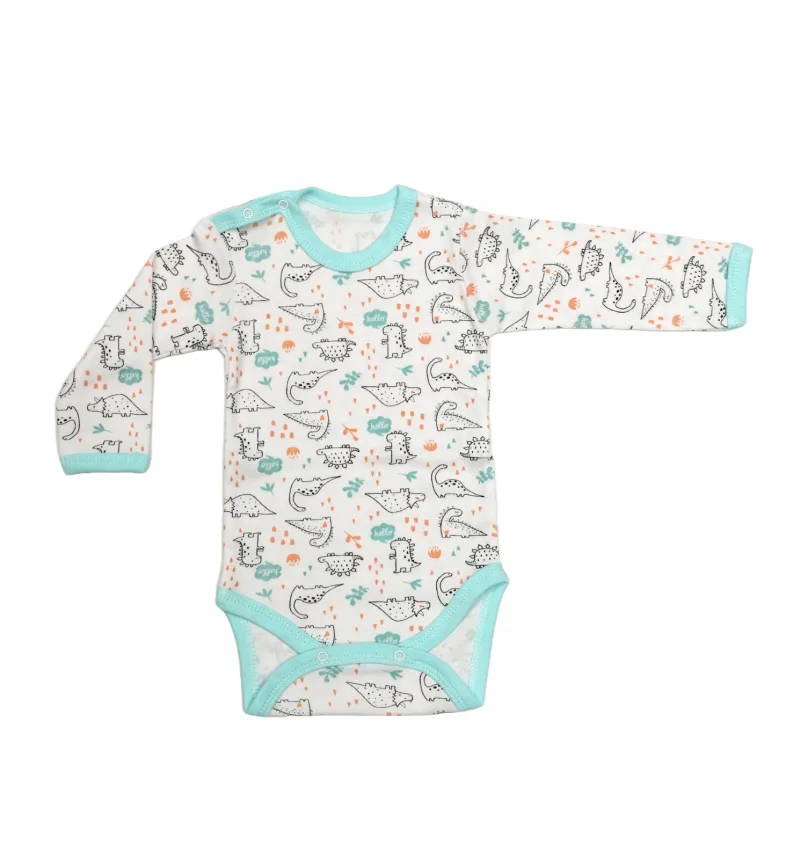 Body 4 capse maneca lunga RB07 alb/dinozauri, Rombaby | 12/18 luni ROMBABY INFINITY — preț și oferte